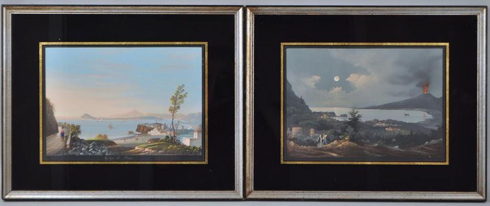 Appraisal: Two Neapolitan School Gouaches th century view of Naples Mt