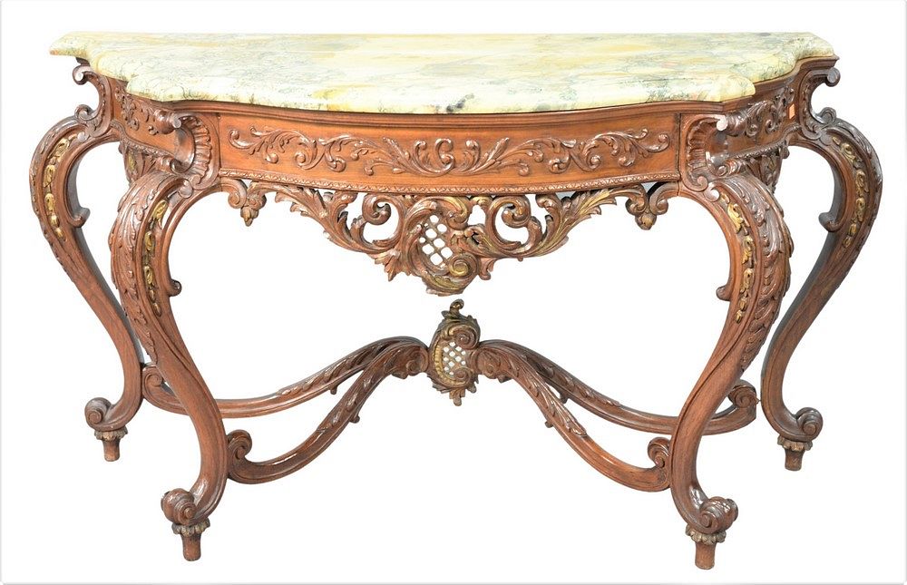 Appraisal: Louis XV Style Marble Top Console Table height inches top