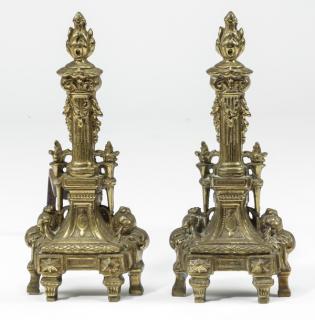 Appraisal: Early th c Continental brass andirons Pair of Continental brass