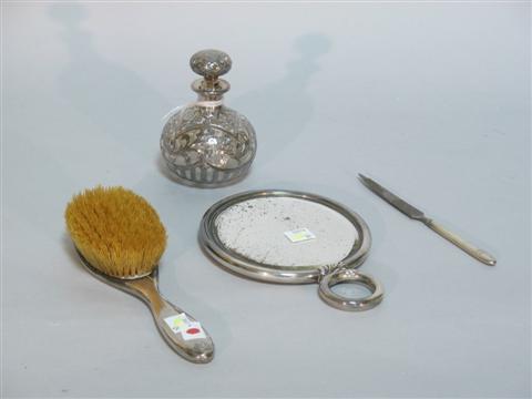 Appraisal: AN ASSEMBLED SILVER DRESSER SET Including a Gorham silver overlay