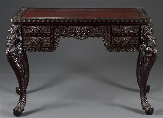 Appraisal: Chinese carved wood and lacquer dressing table Mid th century