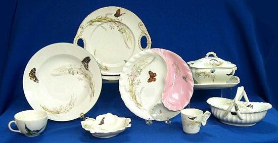 Appraisal: Haviland Limoges Meadow Visitors pattern partial dinner service with butterfly