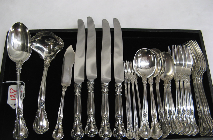 Appraisal: GORHAM STERLING SILVER FLATWARE SET pieces in the Chantilly pattern