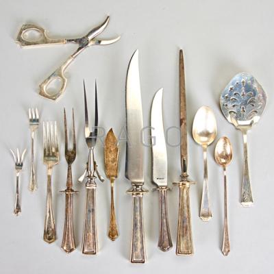 Appraisal: AMERICAN COLONIAL PATTERN SILVER FLATWARE Seventy-one pieces ca International Brandon