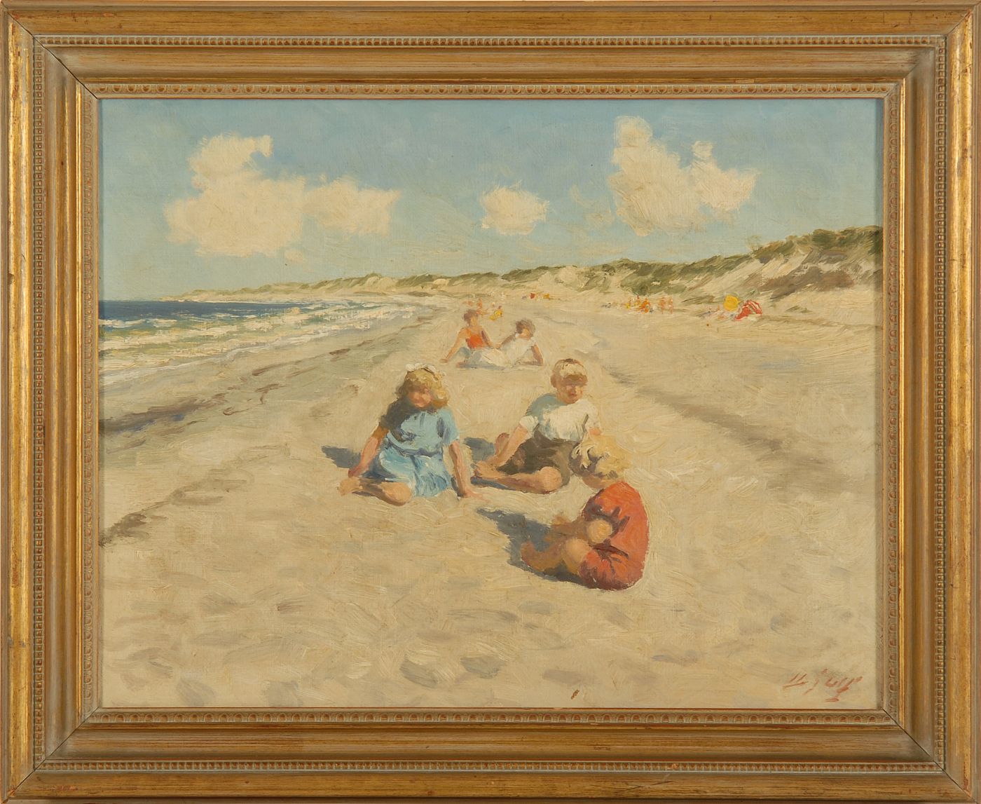 Appraisal: MARY GAYAmerican b Cape Cod dunes with children on the