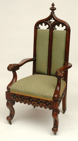 Appraisal: A PAIR OF OAK GOTHIC REVIVAL HALL CHAIRS Late th