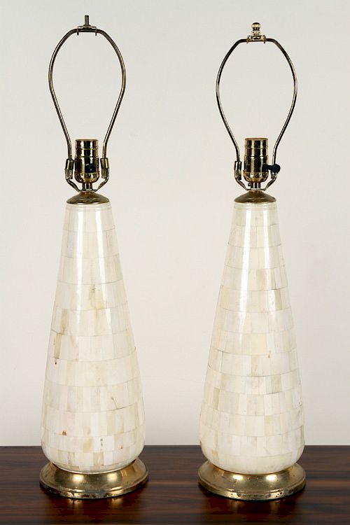 Appraisal: PAIR TESSELLATED CONICAL FORM TABLE LAMPS A pair of tessellated