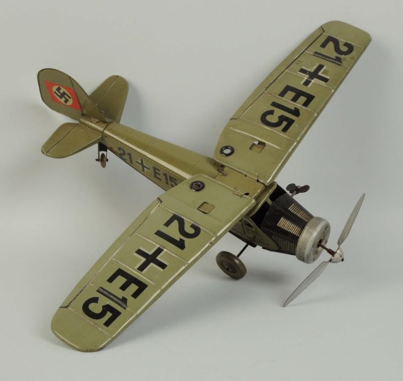 Appraisal: German Tin Litho Wind-Up Tippco Airplane Single motor Unusual folding