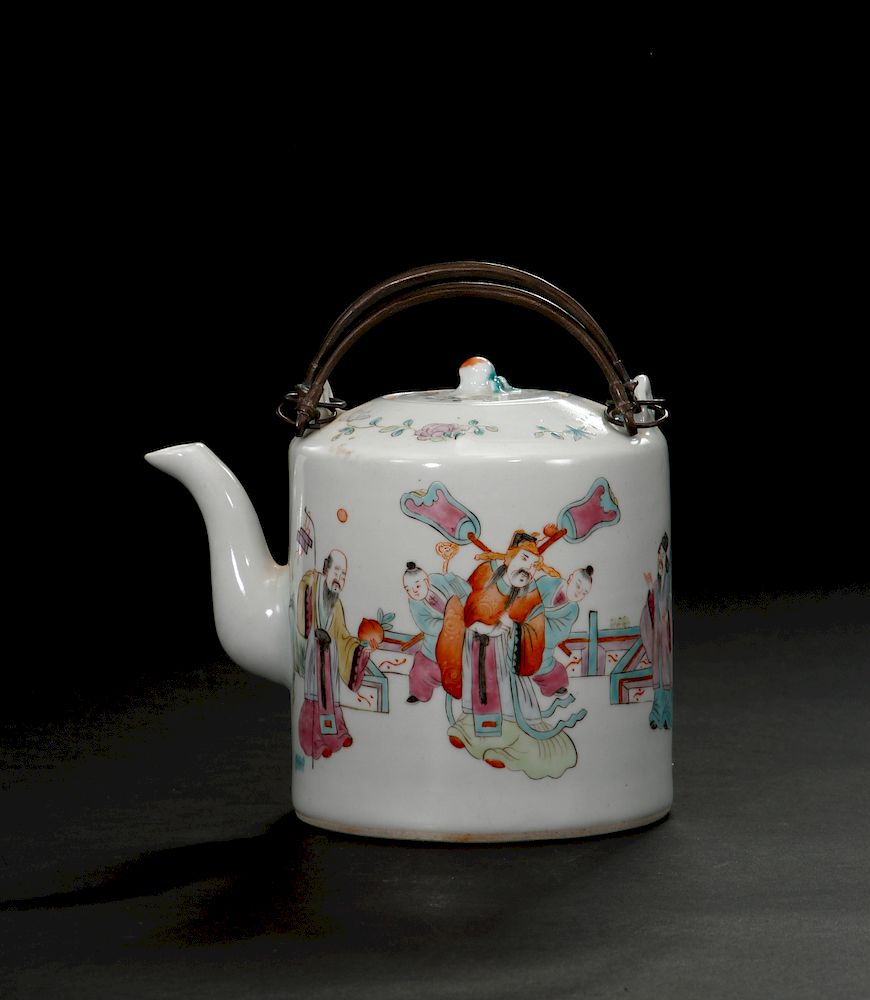 Appraisal: Chinese Famille Rose Figure Teapot Famille Rose Figure Teapot Height