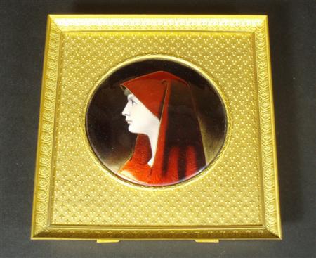 Appraisal: A late th century miniature enamel plaque in a gilt