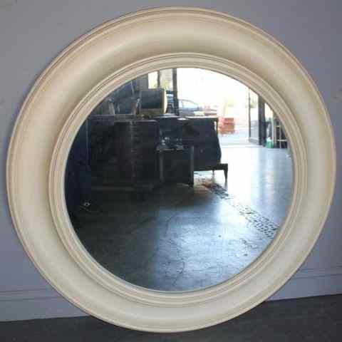 Appraisal: Large Round White Midcentury Mirror From an Park Ave NYC