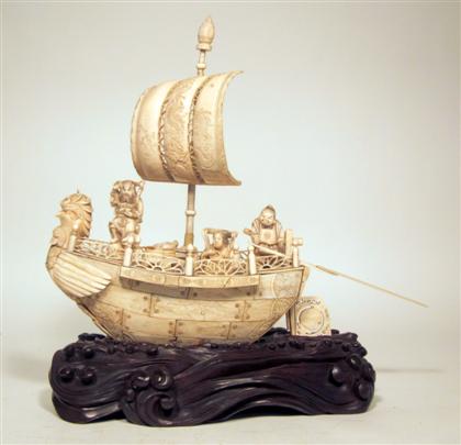 Appraisal: Japanese pieced elephant ivory luck ship Takarabune th century