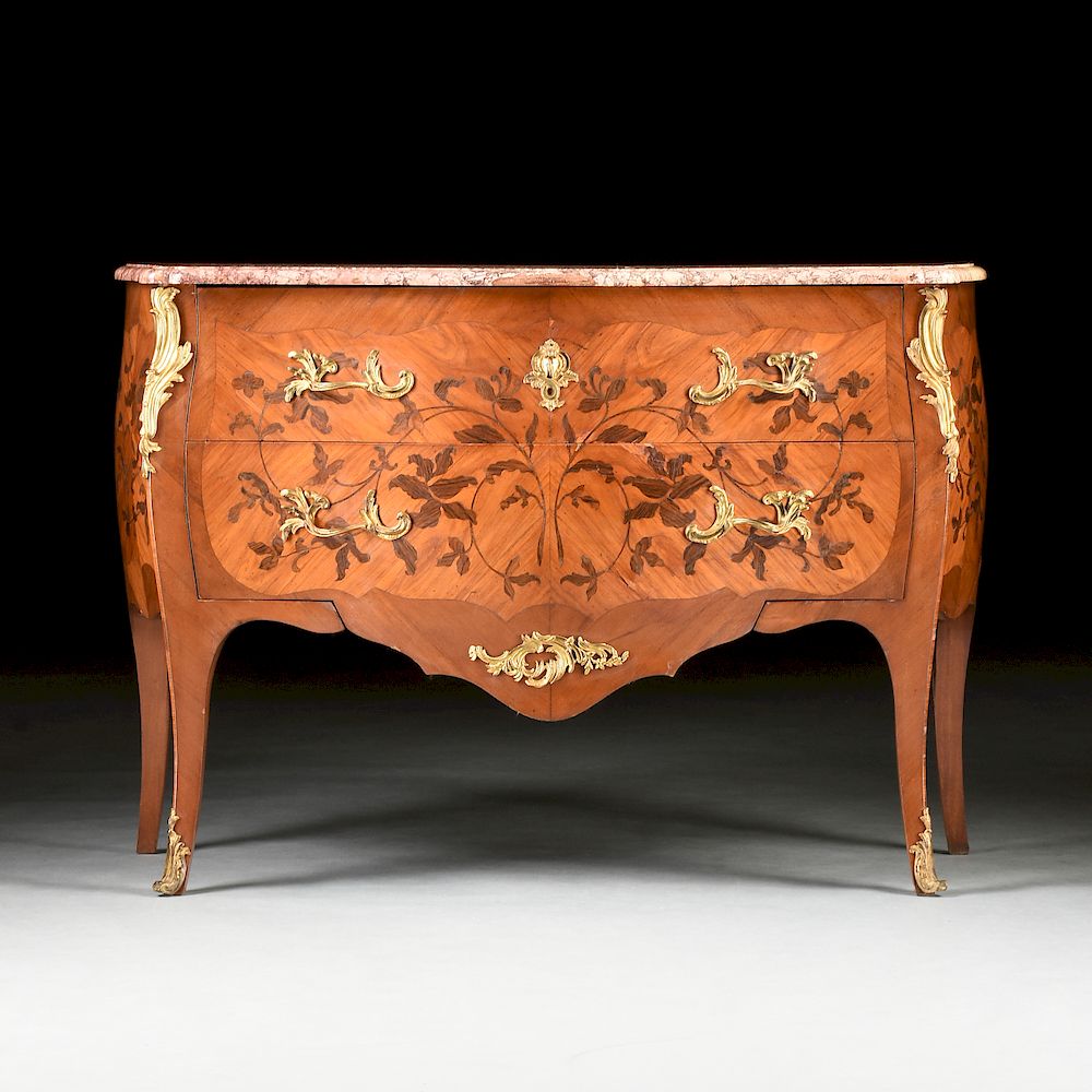 Appraisal: A LOUIS XV STYLE MARBLE TOPPED AND GILT BRONZE MOUNTED