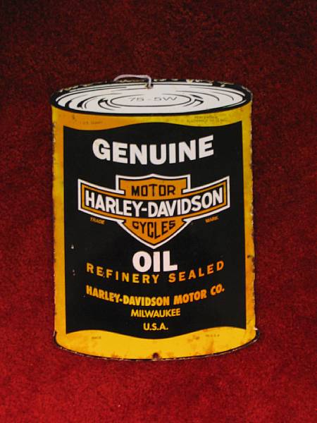 Appraisal: A Harley-Davidson Genuine Oil sign single sided cut-out in orange