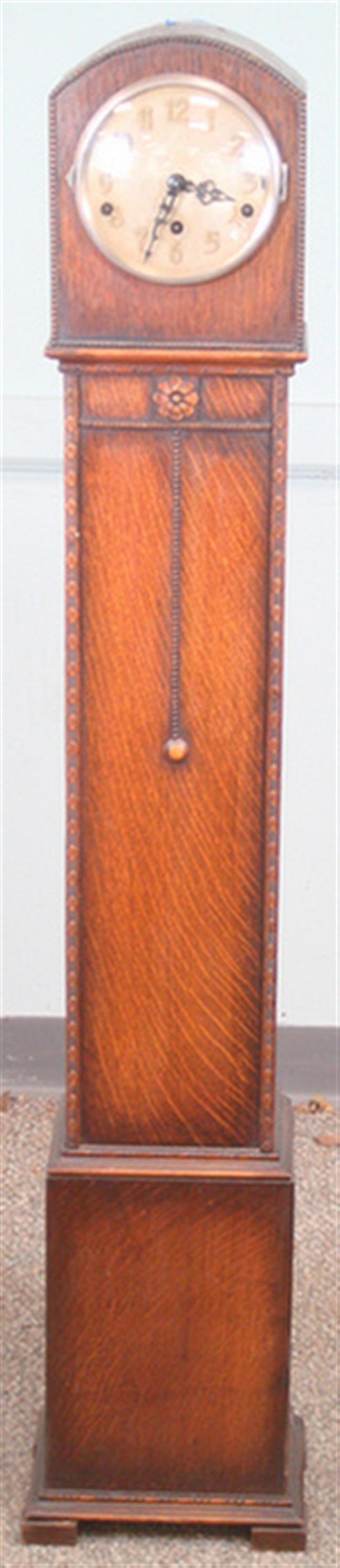 Appraisal: Miniature oak German tall clock spring movement T S Westminster