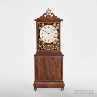 Appraisal: Aaron Willard Mahogany Shelf Clock Boston Massachusetts c the scroll-top