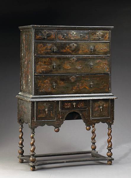 Appraisal: A William and Mary japanned tall chest late th century