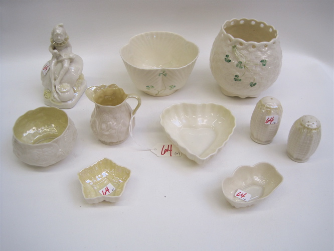 Appraisal: TEN PIECES OF IRISH BELLEEK in the Sixth Green Mark