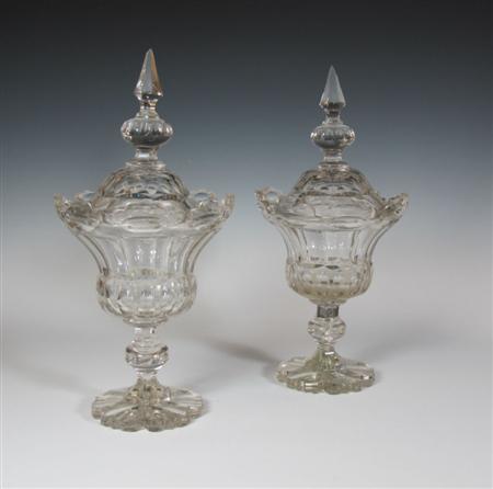 Appraisal: A pair of Victorian cut glass comports and covers each