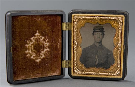 Appraisal: Civil War Tintype photograph of a Union soldier x in