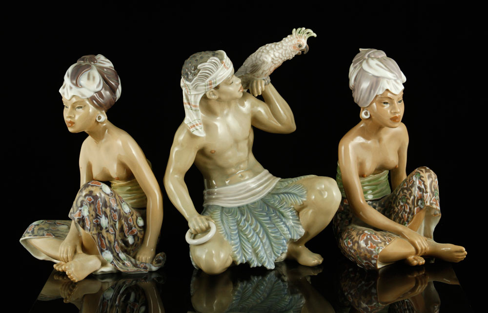 Appraisal: - Dahl Jensen Copenhagen Porcelain Figures Lot of three Dahl