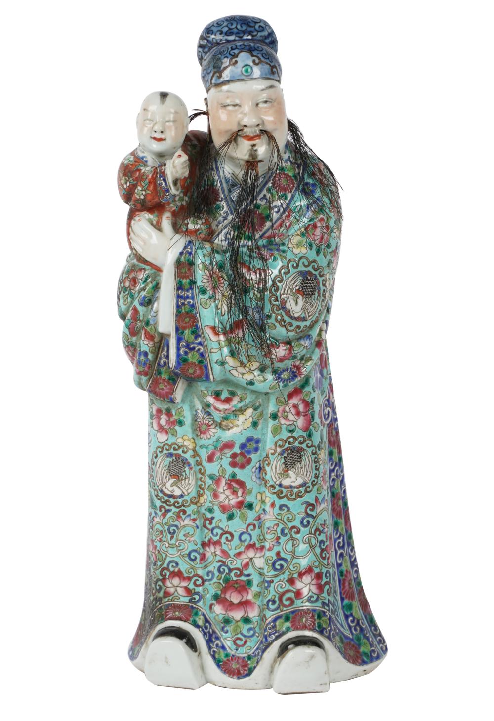 Appraisal: CHINESE ENAMELED SAGE FIGUREporcelain with string facial hair appears unsigned