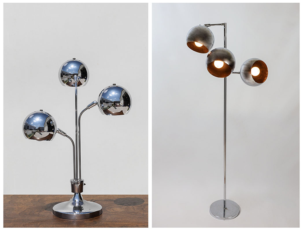 Appraisal: CHROME LAMPS ATTRIB ROBERT SONNEMAN pieces total both attributed to