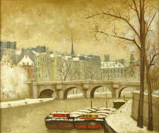 Appraisal: Andr Renoux French born Oil on Canvas Pont Neuf Signed