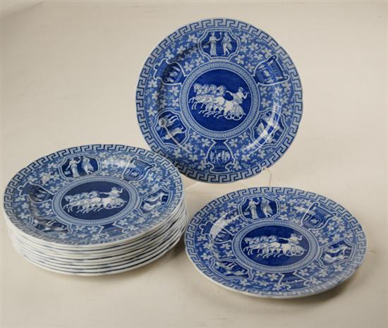 Appraisal: Copeland Spode Greek Plates blue ground center scene of chariot