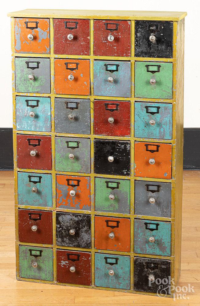 Appraisal: Painted apothecary cupboard early th c Painted apothecary cupboard early