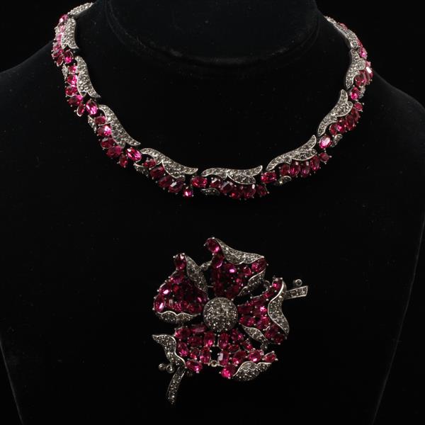 Appraisal: Trifari pc Alfred Philippe Pave Fuchsia Jewel Flower Brooch Pin