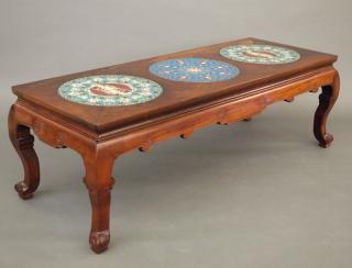 Appraisal: Chinese rosewood cloisonne table A th century Chinese rosewood and