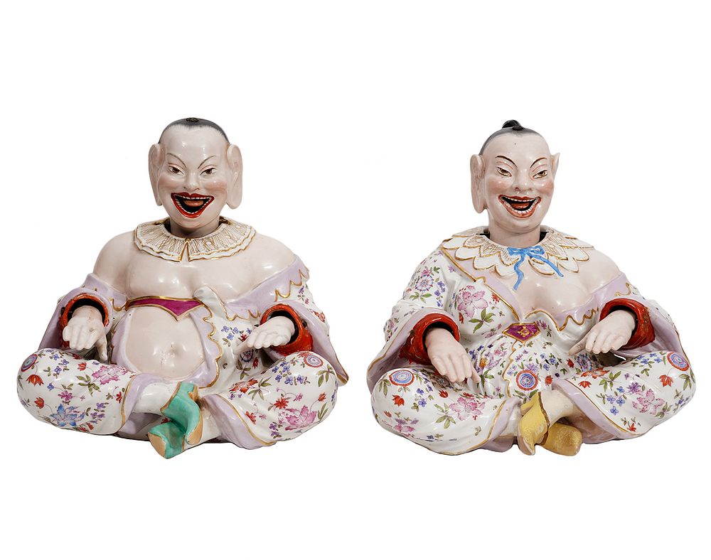 Appraisal: Two Chinese Porcelain Nodder Figures by Samson Two Chinese porcelain