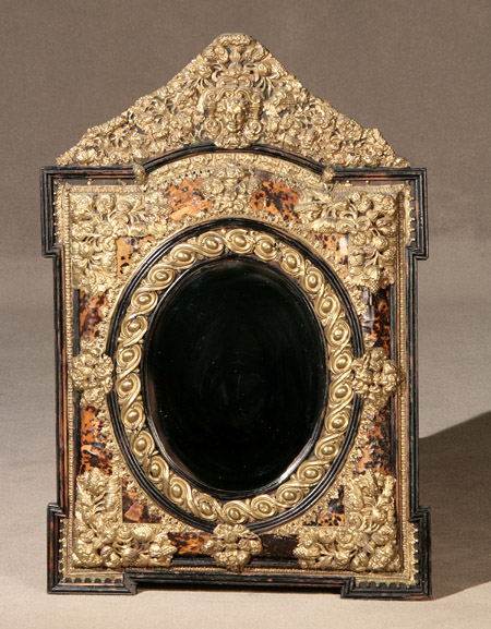 Appraisal: Dutch Baroque Style Brass-Mounted Tortoiseshell and Ebonized Wood Mirror th