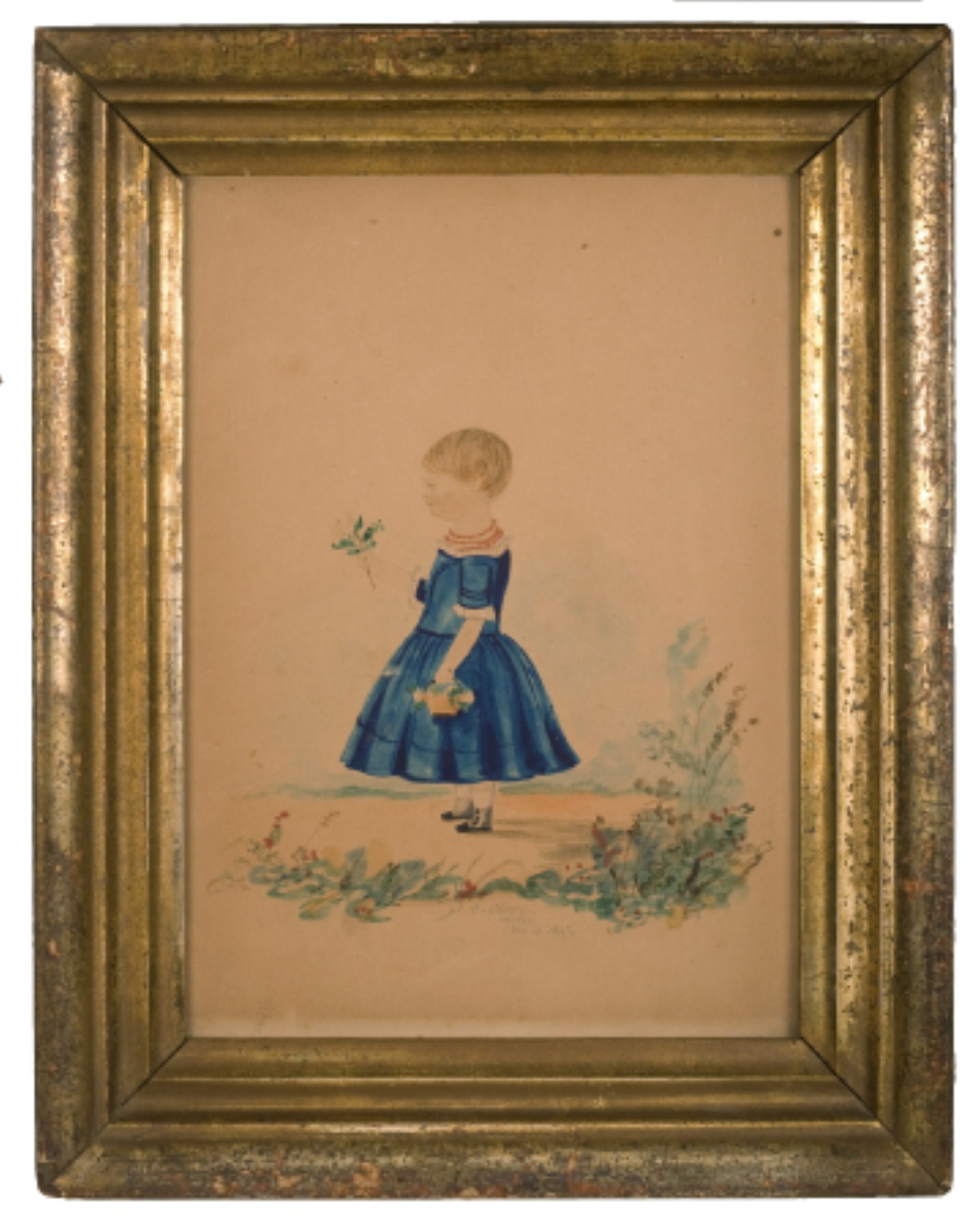 Appraisal: FULL-LENGTH PROFILE PORTRAIT OF A GIRL IN A BLUE A