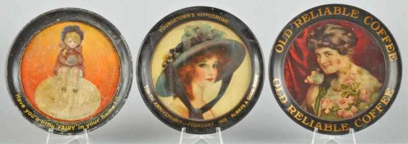 Appraisal: Lot of Advertising Tip Trays Description Includes Youngstown Fairy and