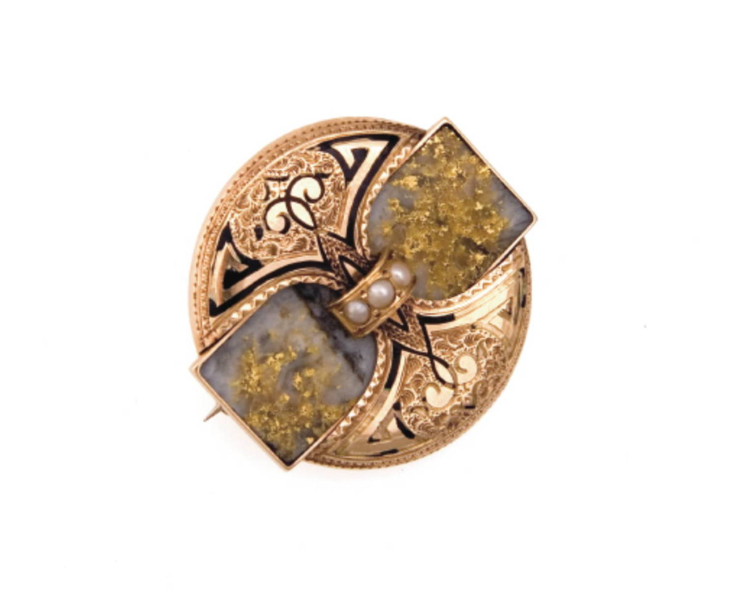 Appraisal: CALIFORNIA GOLD RUSH BROOCH A polished piece of California gold