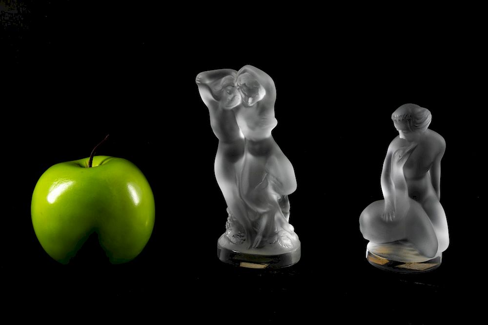 Appraisal: Two Small Lalique Nude Glass Figures Lalique th century French