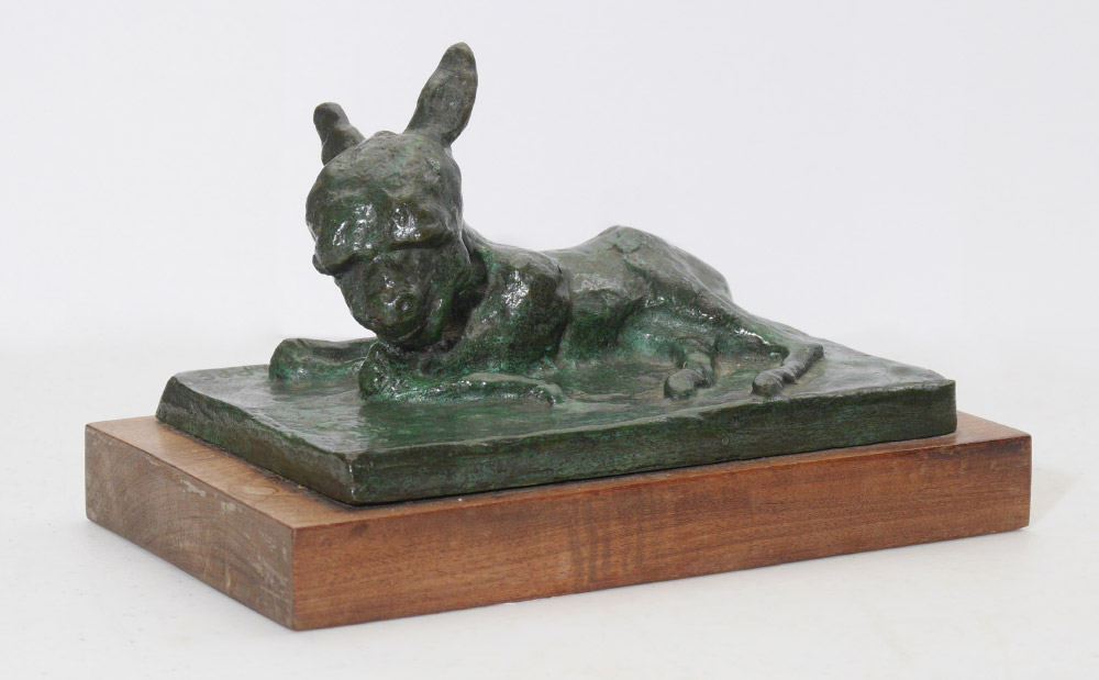 Appraisal: PAPPE Carl American - Baby Donkey Lying Down Patinated Bronze