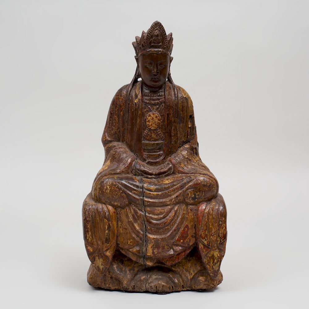 Appraisal: Chinese Carved Polychrome Seated Figure of Buddha in high Condition