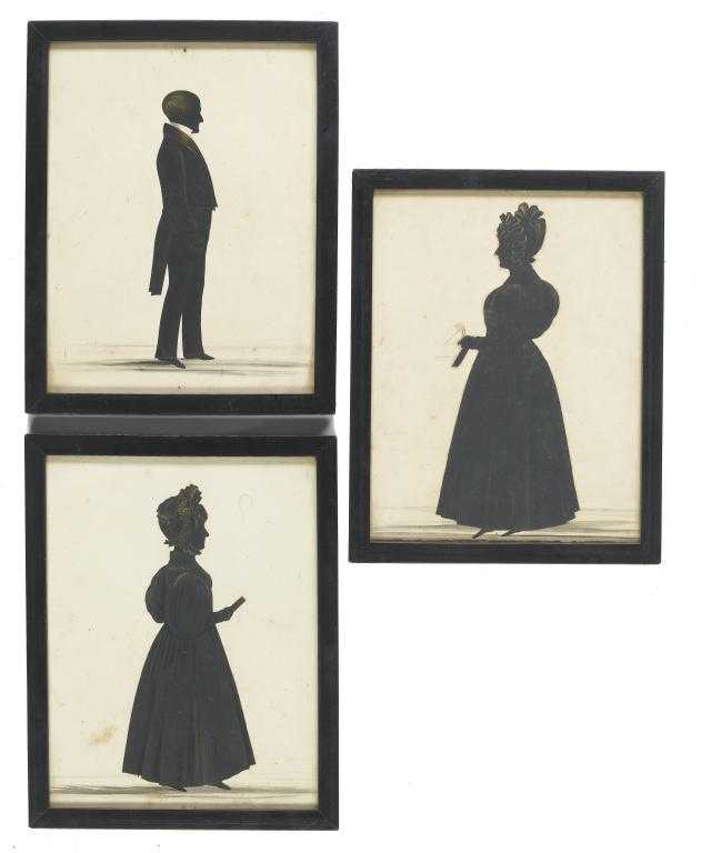 Appraisal: ENGLISH PROFILIST C SILHOUETTES OF LADIES AND A YOUNG MAN