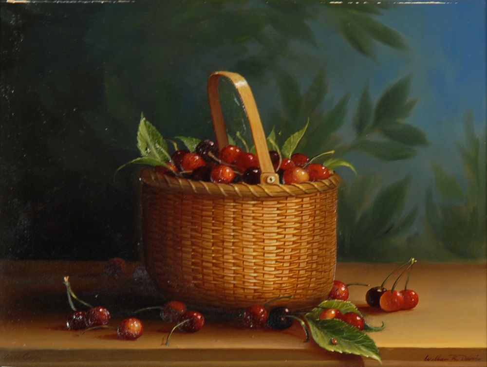 Appraisal: WILLIAM R DAVISAmerican b Still life with cherries in a