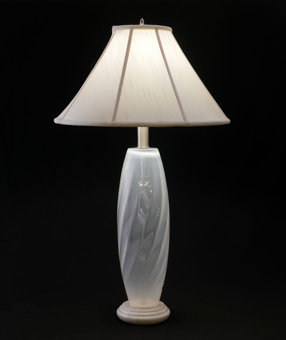 Appraisal: UNUSUAL OPALESCENT SIGNED WATERFORD TABLE LAMP Waterford's Evolution opalescent swirl