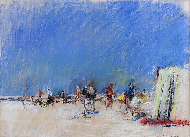 Appraisal: Anthony Eyton British b Figures on the beachsigned lower right