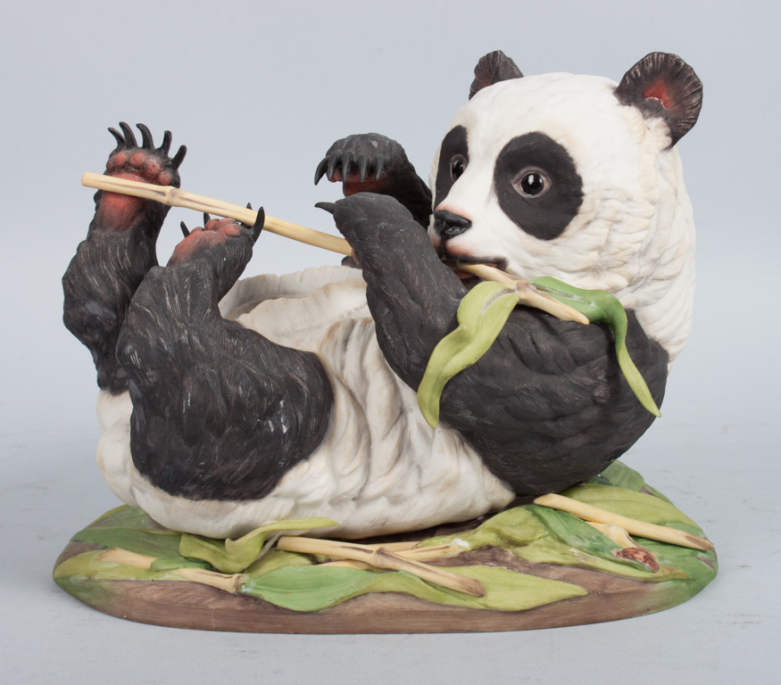 Appraisal: Boehm bisque Giant Panda Cub painted bisque porcelain panda playing