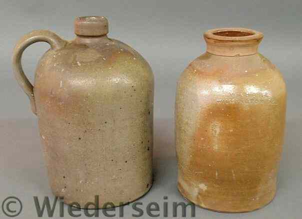 Appraisal: One-gallon stoneware jug h and a stoneware jar signed Wm