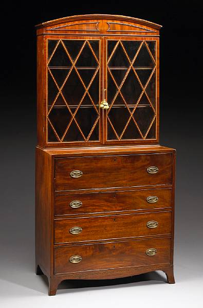 Appraisal: A late George III inlaid mahogany secretary bookcase early th