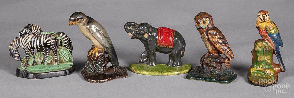 Appraisal: Four cast iron animal doorstops Four cast iron animal doorstops