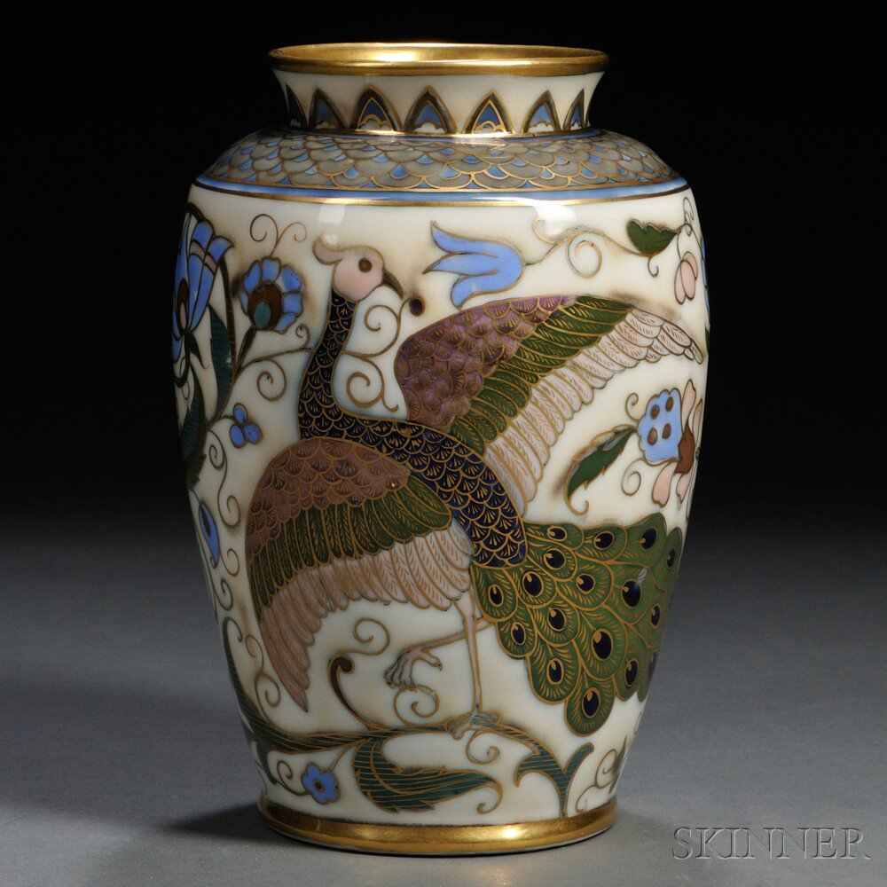 Appraisal: Hand-painted Porcelain Vase Austria late th century attributed to Poduschka