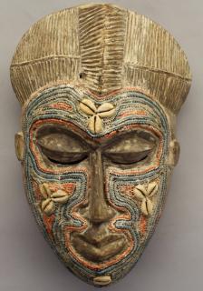 Appraisal: Carved Mask New Guinea Carved Mask New Guinea With applied